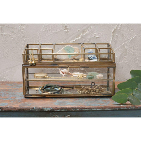 Bequai Open Glass Jewellery Box - Antique Brass