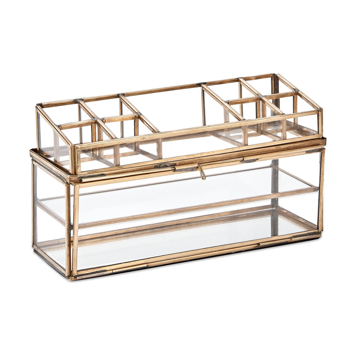 Bequai Open Glass Jewellery Box - Antique Brass