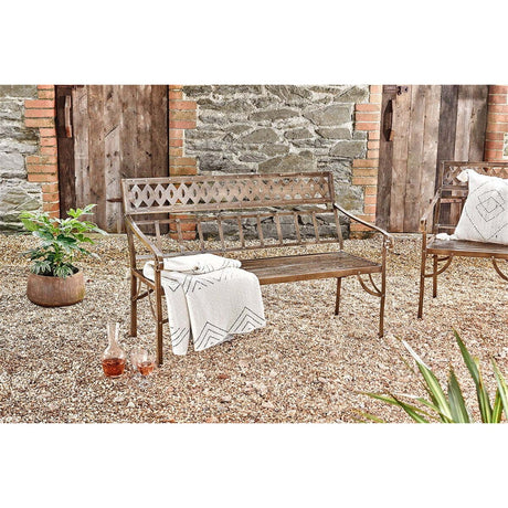 Tolborne Decorative Iron Garden Bench - Rust