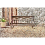 Bahula Decorative Iron Garden Bench - Rust
