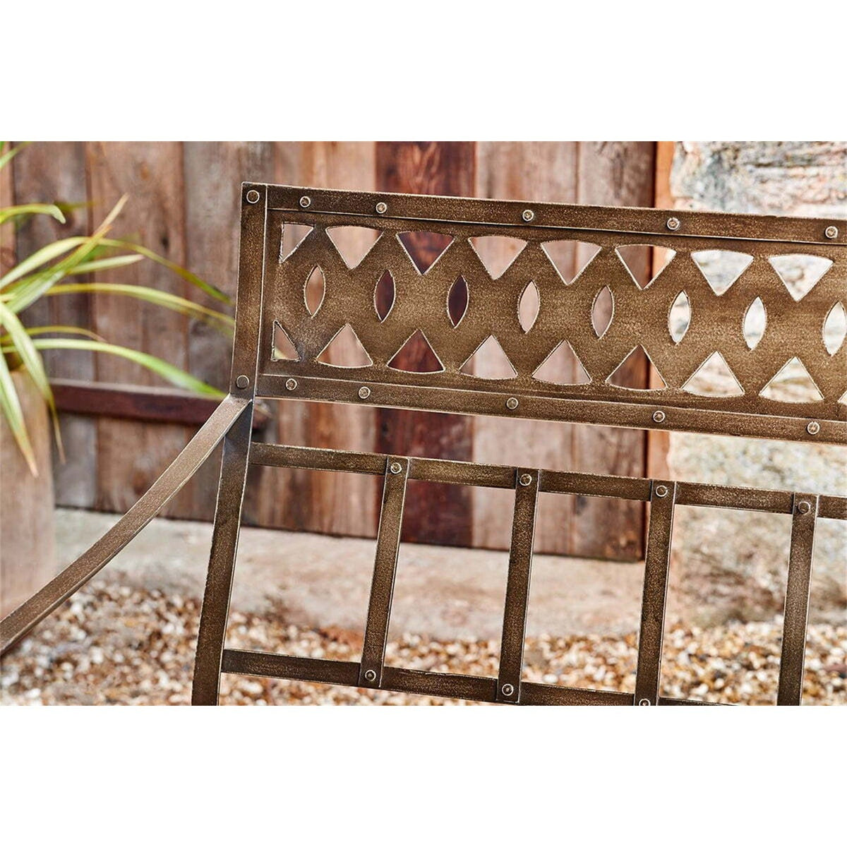 Bahula Decorative Iron Garden Bench - Rust
