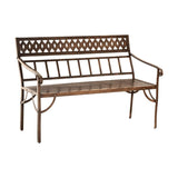 Bahula Decorative Iron Garden Bench - Rust