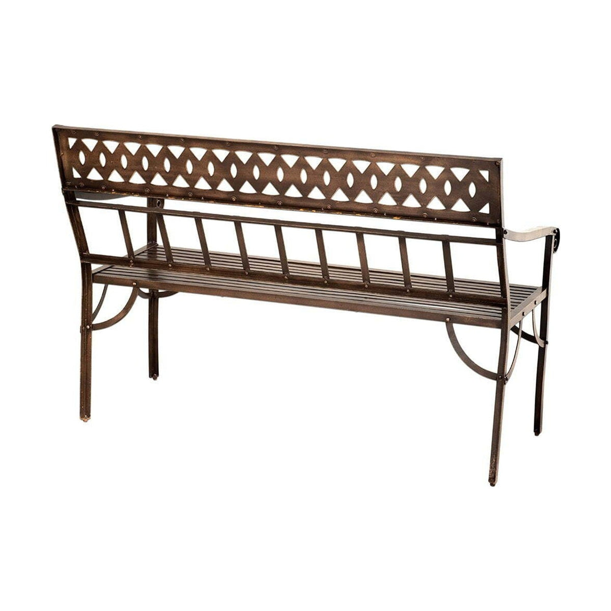 Bahula Decorative Iron Garden Bench - Rust