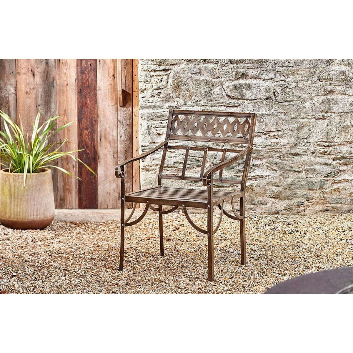 Bahula Decorative Iron Garden Chair - Rust