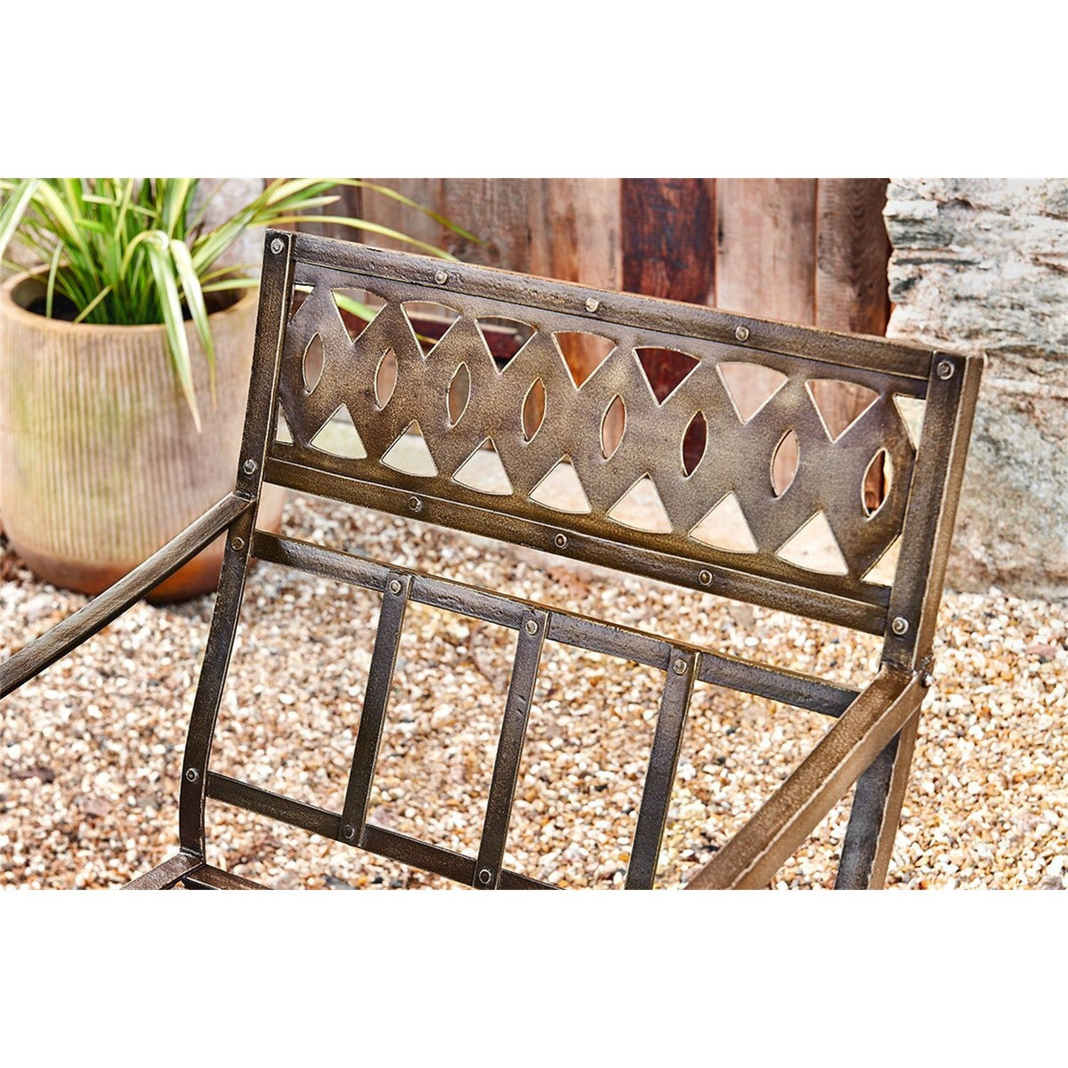 Bahula Decorative Iron Garden Chair - Rust