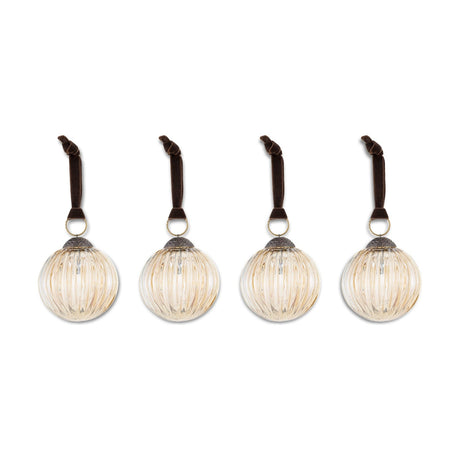 Betini Ribbed Glass Baubles - Gold - Set of 4