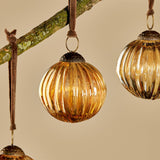Betini Ribbed Glass Baubles - Gold - Set of 4