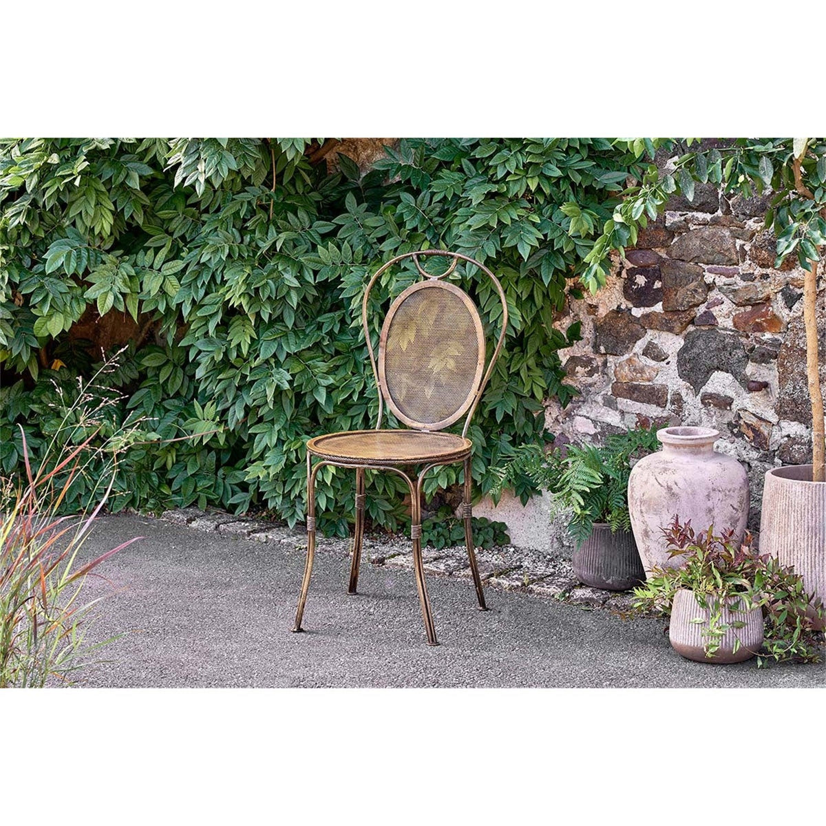 Parwaha Iron Bistro Garden Chair - Rust