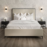 Berkeley King Size Bed Frame - Cream with Black