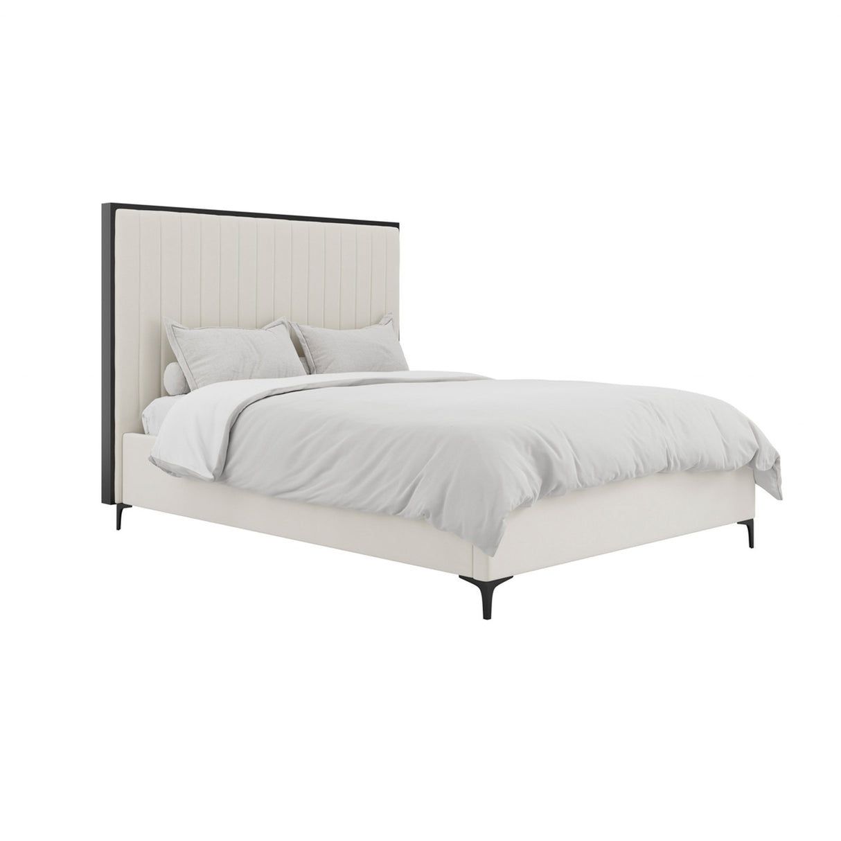 Berkeley King Size Bed Frame - Cream with Black