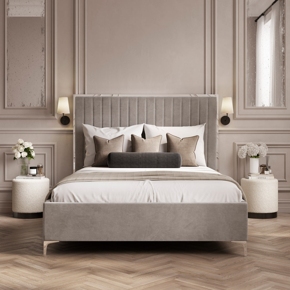 Berkeley Kingsize Bed Frame – Soft Mink-Grey