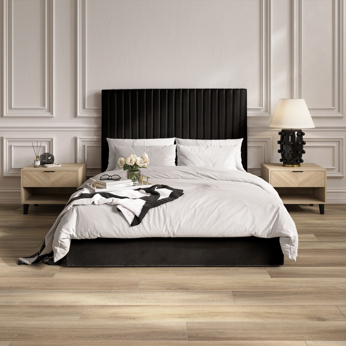 Berlin Tall King Ottoman Bed Frame - Black
