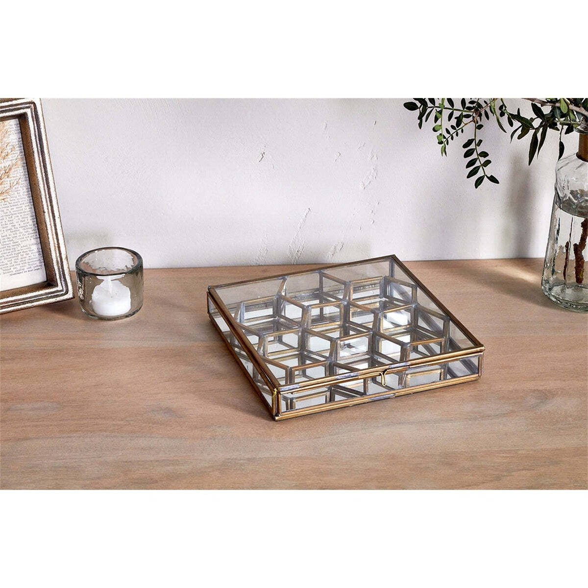 Bequai Small Glass Jewellery Box - Antique Brass