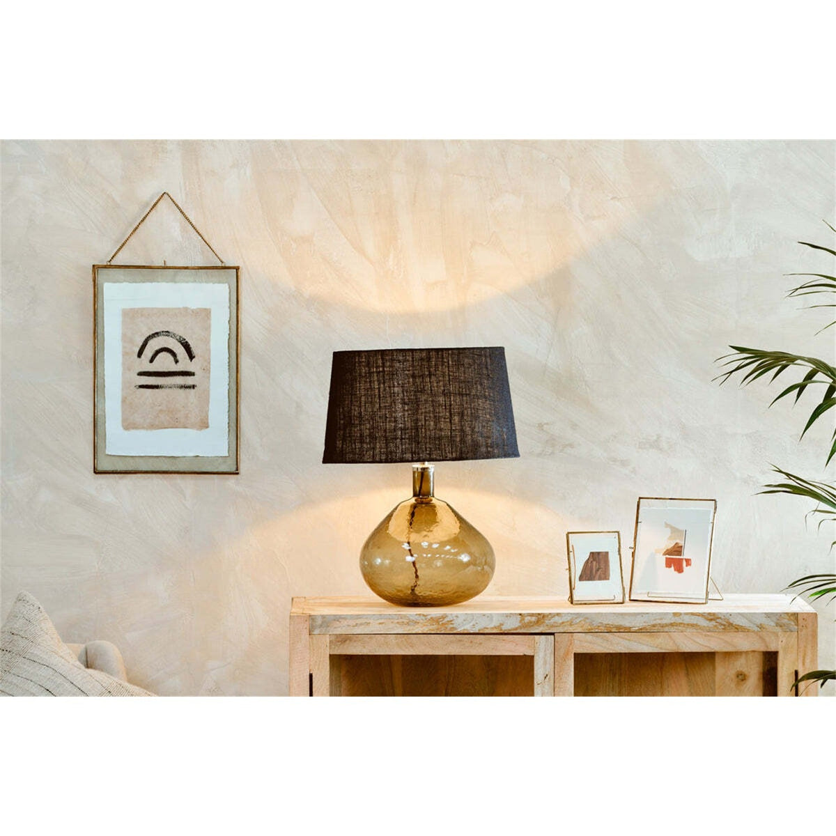 Baba Large Wide Recycled Glass Lamp Base - Green