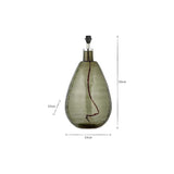 Green Baba Large Tall Recycled Glass Lamp Base with hammered teardrop body, chrome neck collar and black holder, 50cm high x 24cm wide.