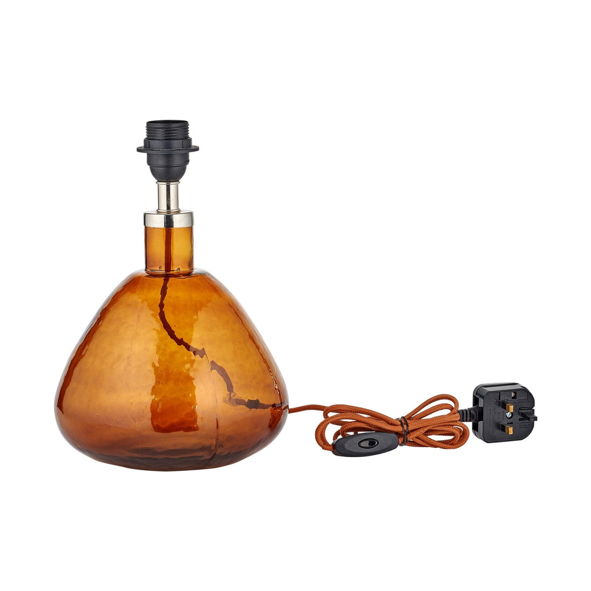 Baba Small Wide Recycled Glass Lamp Base - Burnt Amber