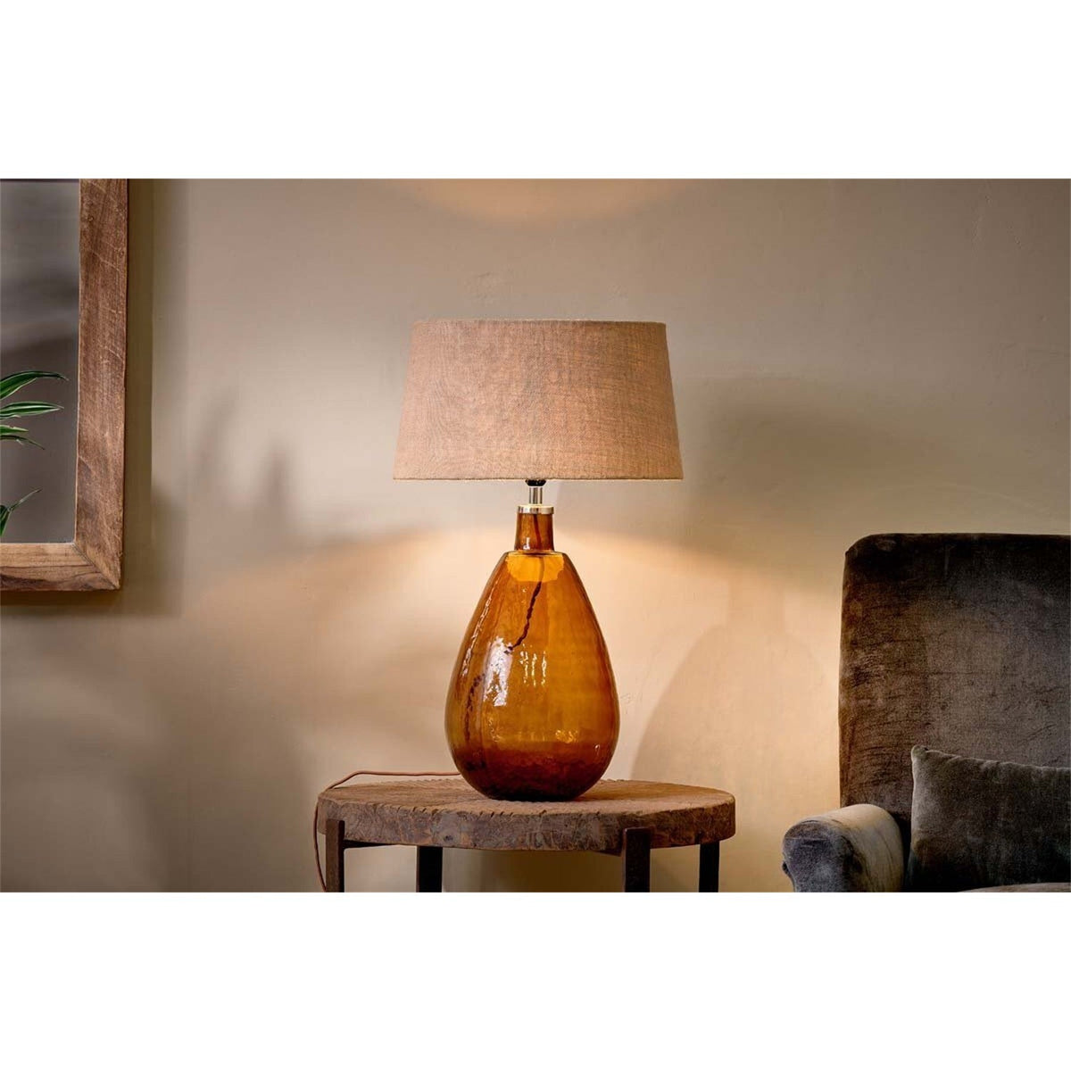 Baba Large Tall Recycled Glass Lamp Base - Burnt Amber