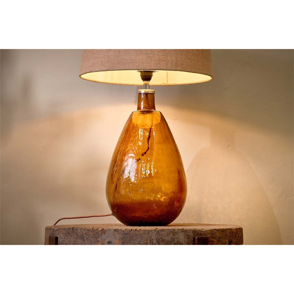 Baba Large Tall Recycled Glass Lamp Base - Burnt Amber