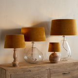 Batakha Small Velvet & Linen Lampshade - Dark Ochre