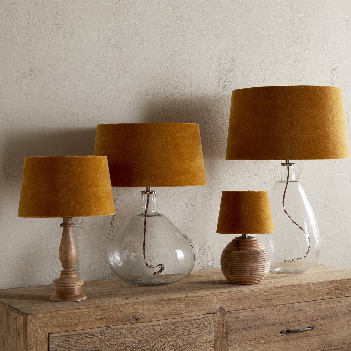 Batakha Extra Large Velvet Lampshade - Dark Ochre