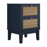 Bordeaux Bedside Table - Berlin Blue with Oak