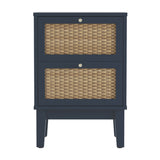 Bordeaux Bedside Table - Berlin Blue with Oak
