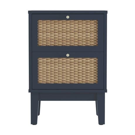 Bordeaux Bedside Table - Berlin Blue with Oak