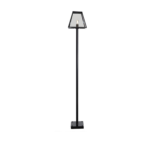 Contemporary 2.7m black galvanised steel lamp post with a tapered glass lantern top and square base, shown on a plain white background.