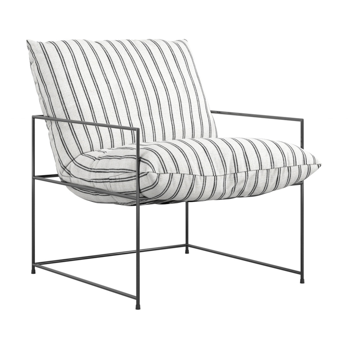 Brook Accent Chair – White/Black Chalk Stripe with Black