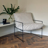 Brook Accent Chair – White/Black Chalk Stripe with Black