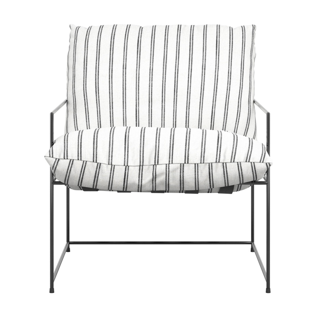 Brook Accent Chair – White/Black Chalk Stripe with Black
