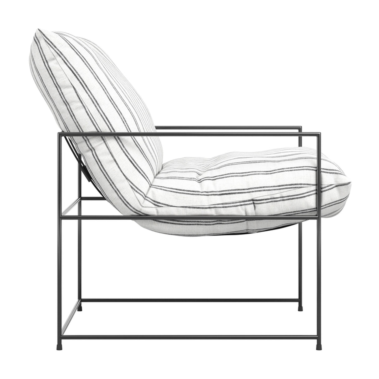 Brook Accent Chair – White/Black Chalk Stripe with Black