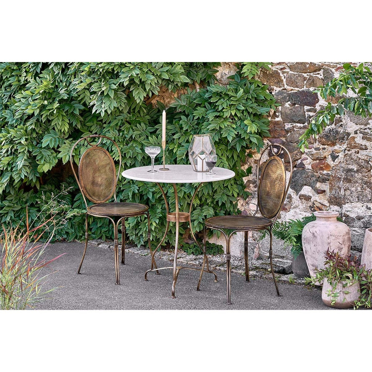 Parwaha Marble Bistro Garden Table - Off White