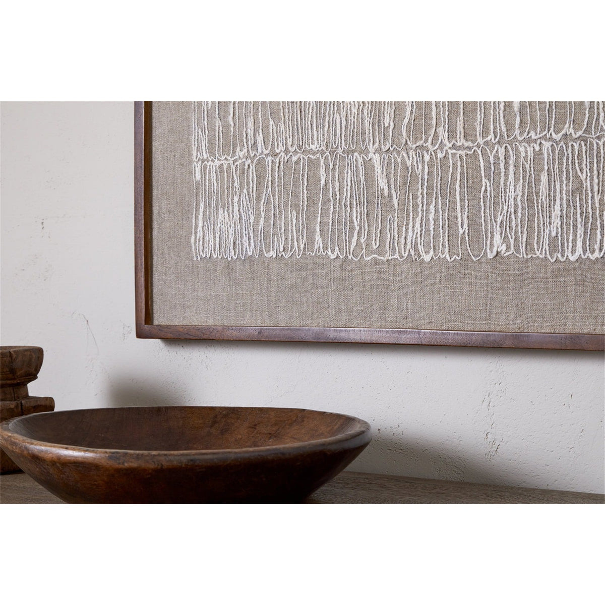 Birala Hand Stitched Linen Wall Art - Natural