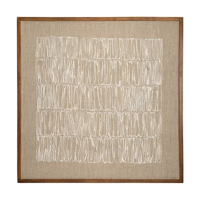 Birala Hand Stitched Linen Wall Art - Natural