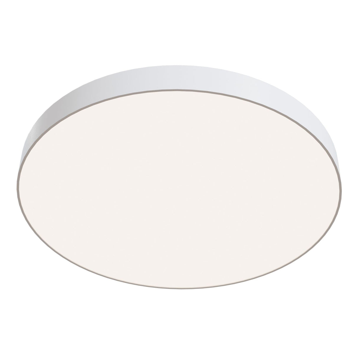 Zon flush ceiling light in white with a large, contemporary design for brightening spacious areas.