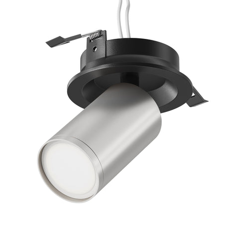 FOCUS S Single Recessed Spotlight in black and matte silver, offering a compact, recessed design for seamless lighting