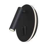 Los 176 LED round wall light in black, providing a warm ambiance with a modern circular design.