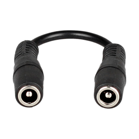 ESP Female DC to DC Coupler with two black 2.1 x 5.5mm female DC sockets joined by a short black cable, shown on a plain white background.