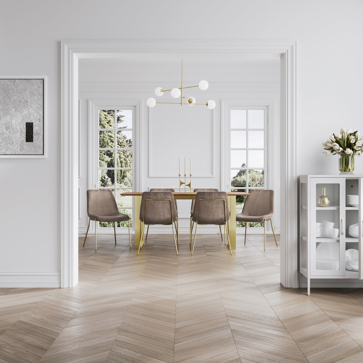 Carlo Dining Chair - Taupe & Gold