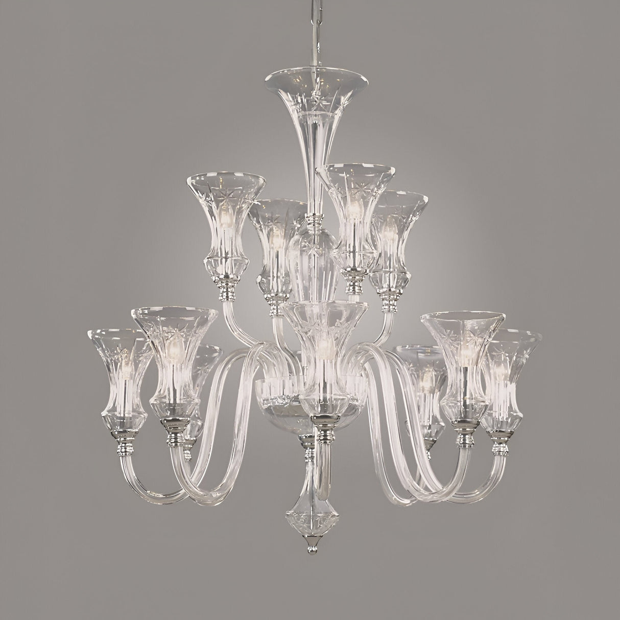 Stelis 12 Light Lead Crystal Czech Republic Chandelier - Clear
