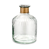Chara 15cm Glass Bottle Vase - Clear & Antique Brass