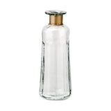 Chara 23cm Glass Bottle Vase - Clear & Antique Brass