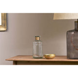 Chara 23cm Glass Bottle Vase - Clear & Antique Brass