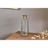 Chara 23cm Glass Bottle Vase - Clear & Antique Brass