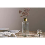 Chara 31.5cm Glass Bottle Vase - Clear & Antique Brass