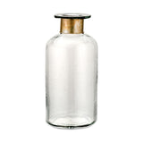 Chara 39cm Glass Bottle Vase - Clear & Antique Brass