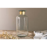 Chara 39cm Glass Bottle Vase - Clear & Antique Brass