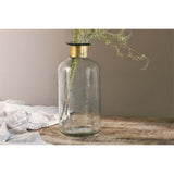 Chara 39cm Glass Bottle Vase - Clear & Antique Brass