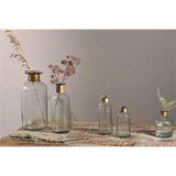 Chara 39cm Glass Bottle Vase - Clear & Antique Brass